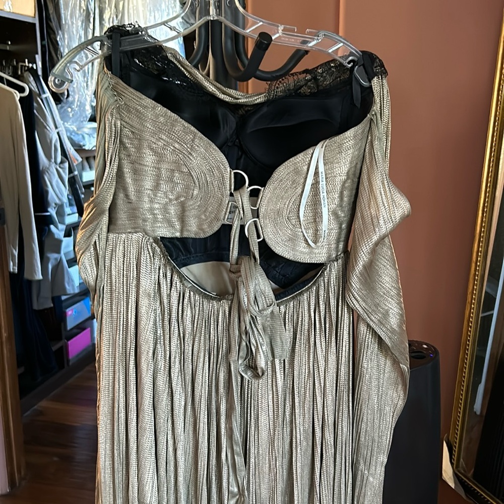 Maria Lucia Hohan Formal Wedding Cocktail Champagne Long Evening Dress. - Picture 4 of 9